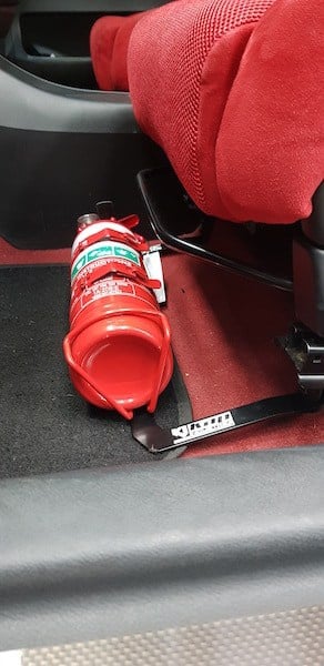 Kap Industries fire extinguisher bracket installed