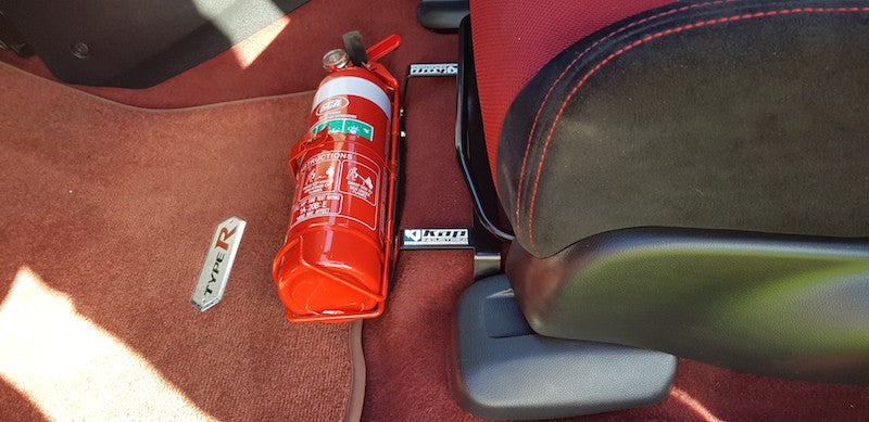 Honda Civic FN2 Type R Fire Extinguisher Bracket installed